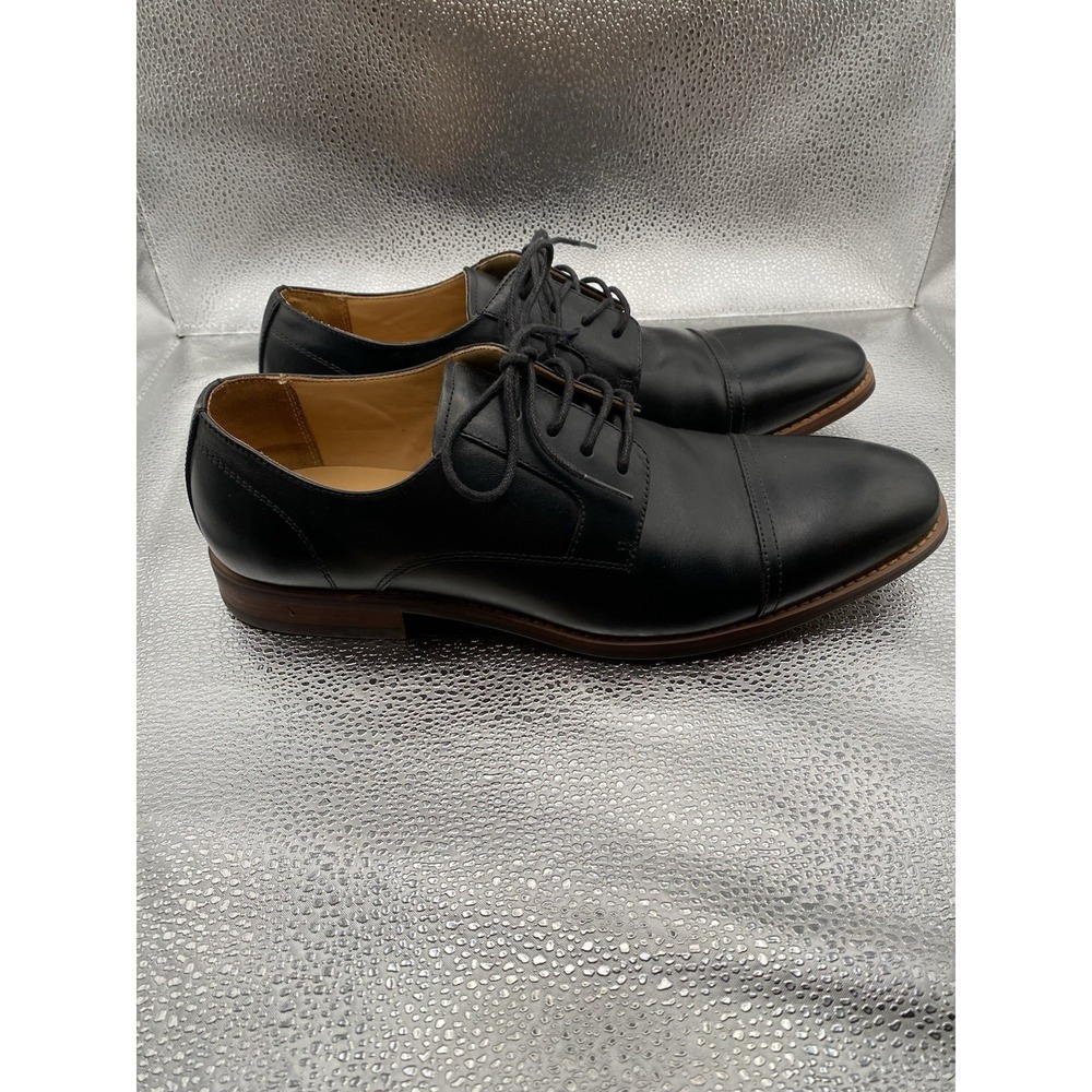 Goodfellow & Co Men's Black Leather Oxford Cap Toe Lace-Up Dress Shoes Size 9.5 - Picture 2 of 6